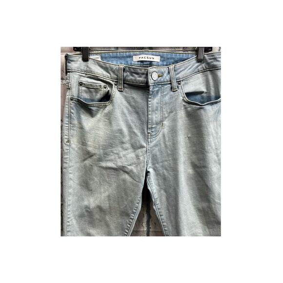 PacSun Men’s Stretch Light Indigo Stacked Skinny Jeans Size 31X32 - Picture 4 of 11